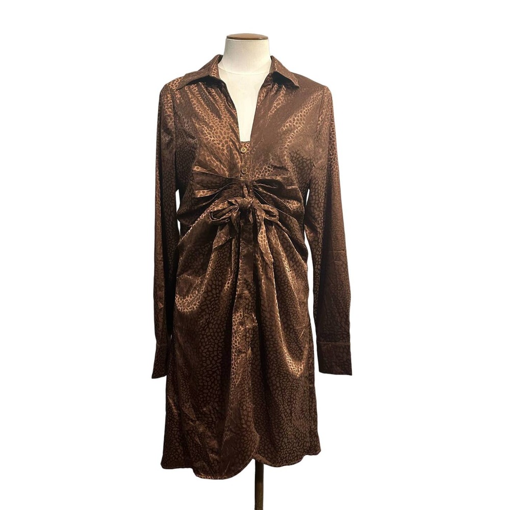 Peach Love Brown Satin Dress Size Small